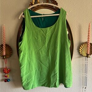 Reversible Green Silk Tank Top Plus Size